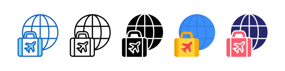 Business Trip Multiple Style Icon Set Collection.