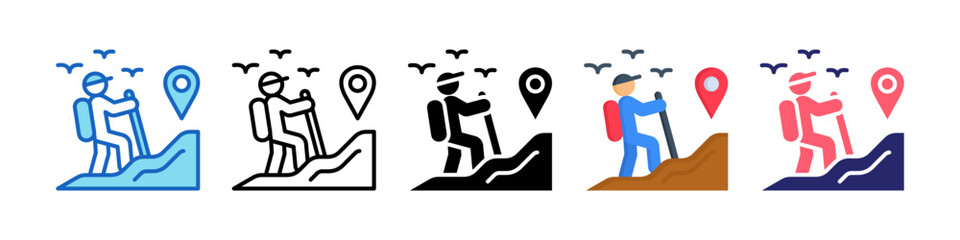 Hiking Multiple Style Icon Set Collection.