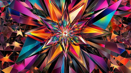 Geometric energy star glowing with layered hues high resolution picture
