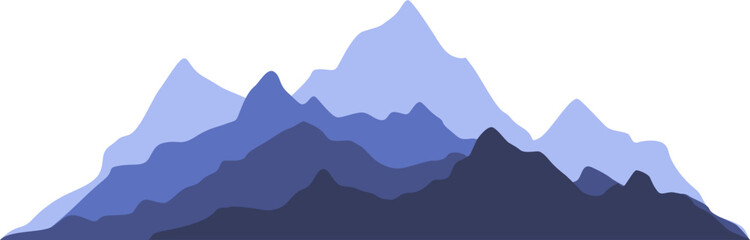 Mountain landscape silhouette. Morning wood panorama, pine trees vector forest hiking background. Vector isolated.