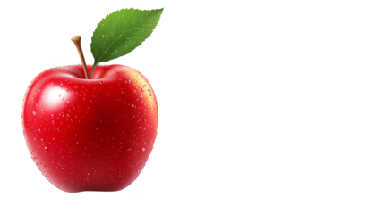 Juicy red apple with leaf, a symbol of freshness, health and natural goodness fresh
