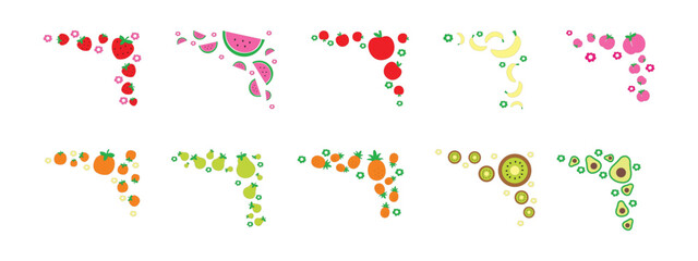 Cute hand drawn fruit corner frame decoration collection