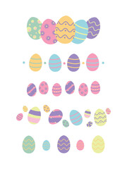Cute hand drawn decorative egg borders collection