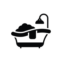 Black solid icon for bathtub