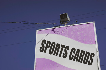 Vintage retro sports cards sign 