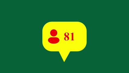 Animation footage of social media notification follower and friend request icon on transparent background (alpha channel)