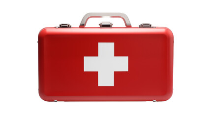Fototapeta premium Red First Aid Kit Case Medical Emergency Box Healthcare Safety Symbol