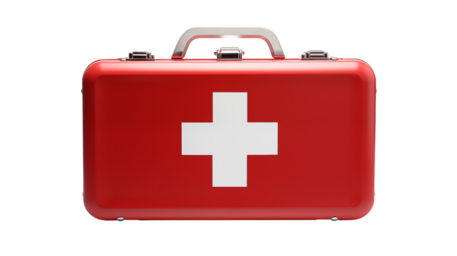 Red First Aid Kit Case Medical Emergency Box Healthcare Safety Symbol
