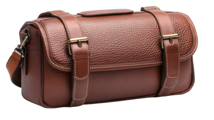 Classic brown leather handbag with durable handle, perfect for everyday style and functionality
