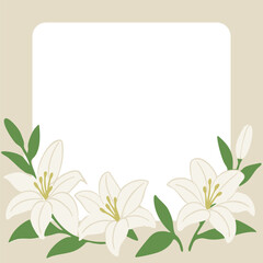 White Lily Floral Frame Background