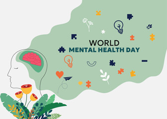 Mental Health Awareness Month. in May. Take care of your body, take care of your health and mind. Increase awareness of mental health. Control and protection. Prevention campaign. This is not work AI