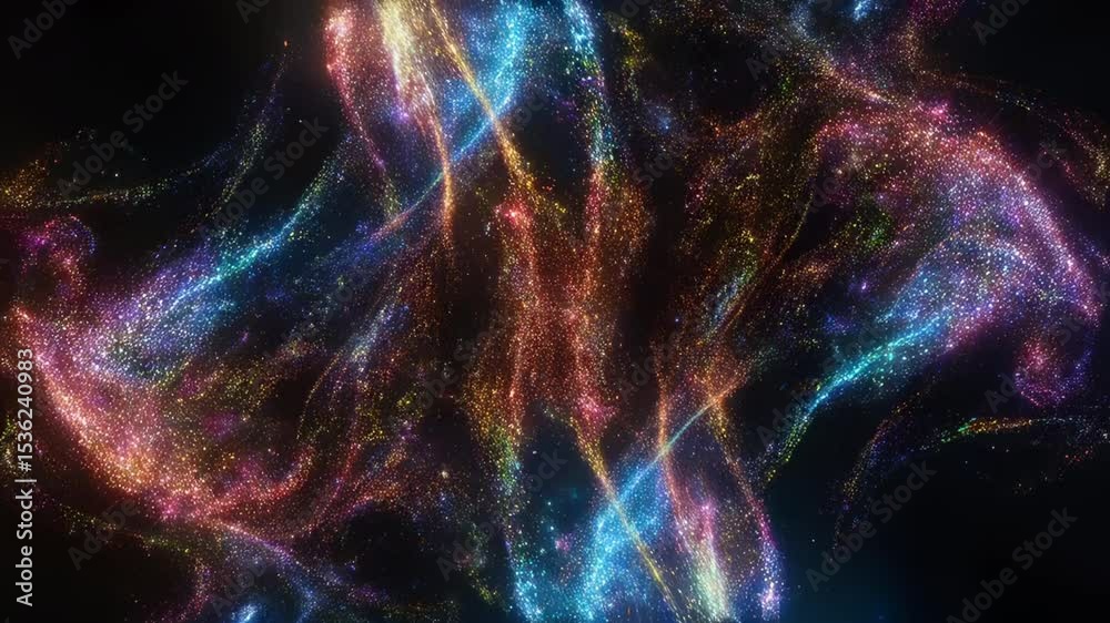 Aufkleber Abstract Particle Flow with Dynamic Color Shifts for Visual Effects and Compositing