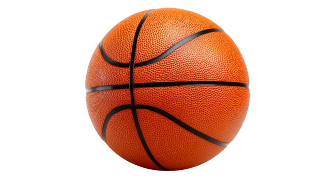 Vibrant orange basketball ball on transparent background, a highquality png for sports designs - Powered by Adobe