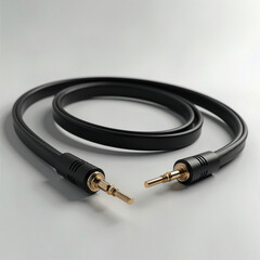 A sleek black audio cable with two gold-plated 3.5mm jack plugs, providing a high-quality, reliable connection for headphones, stereos, and portable devices.
