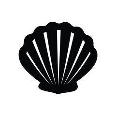 Black Seashell Silhouette Clipart, Simple Ocean Mollusk Design