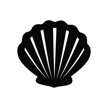 Black Seashell Silhouette Clipart, Simple Ocean Mollusk Design