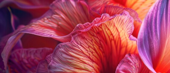 Pink and orange beauty flower petal close up shot gradient color for wallpaper background.
