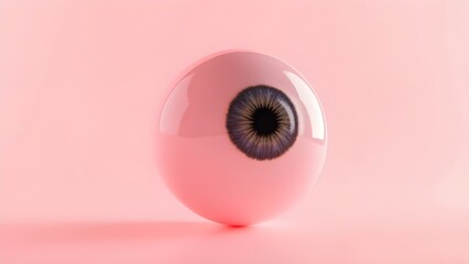 3D rendering of a shiny eyeball, with the eye iris set against a pink backdrop