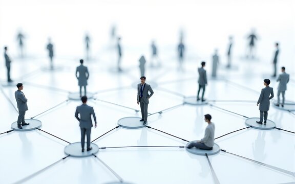 People are connected by a chain of connections. Communication and information transfer. Cooperation, collaboration. Production chain, customers and contractors. Beneficiaries. Economics and barter.