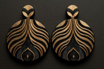 Elegant arcs in gold layered over obsidian black