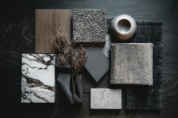 Elegant monochrome palette with textured materials