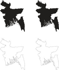 Outline and Filled Map of Bangladesh Vector Design Concept