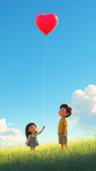boy and girl with balloons