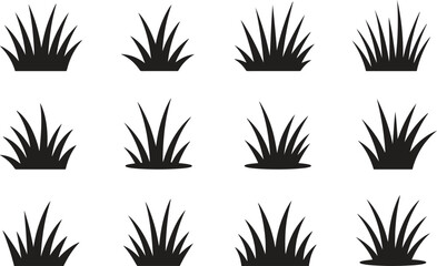 Collection of grass silhouette icon vector isolate on white background