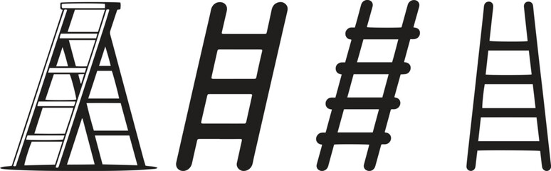 Ladder Set. Climbing, Construction, Safety, Equipment Vector Illustration Isolate on White Background