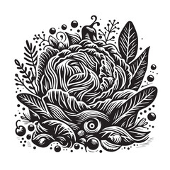 Black Coleslaw Silhouette Vector, High Quality Illustration on White Background