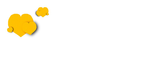 Yellow heart shaped paper on transparent background. Collage composition with rough texture of paper. Scalloped edges. Love and romance. Lovely halftone color.