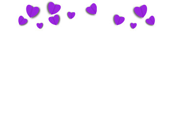 Purple heart shaped paper on transparent background. Collage composition with rough texture of paper. Scalloped edges. Love and romance. Lovely halftone color.
