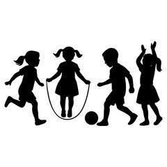 Obraz premium silhouettes of children playing