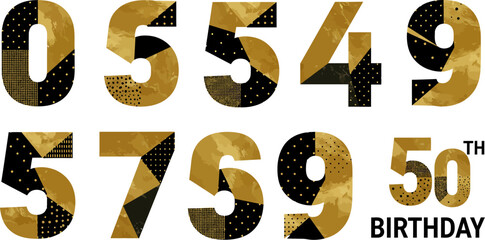 Celebrate milestone fiftieth birthday with golden numbers for invitations and party decorations design editable stock vector illustration