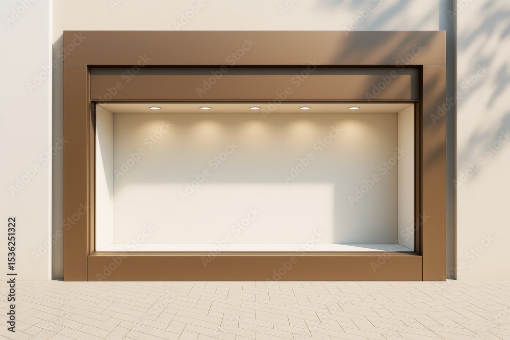 Aufkleber minimalist storefront mockup with blank display space and warm lighting for advertising or branding 