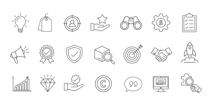 Branding and corporate identity outline icon on white background flat vector illustration. - Powered by Adobe