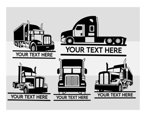 Semi Truck Split Monogram, Semi Truck Silhouette, Truck Svg, Trucker Silhouette Svg, US Trucker Svg, Semi Truck Png, Truck Svg Images, Cut Files