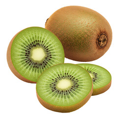 Fototapeta premium Kiwi Fruit with Cross-Section Slices