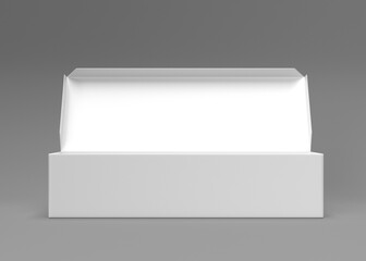 Open White Cardboard Box Mockup on Gray Background