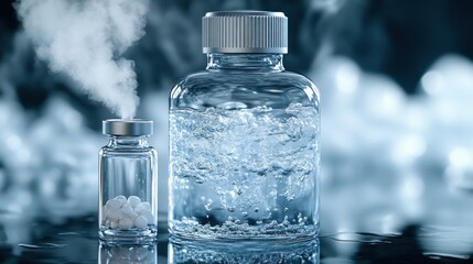 Scientific research vial with liquid and vapor