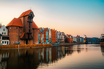 Gdansk with Motlawa river in Poland. Old town colourful house with Zuraw or crane © Zedspider