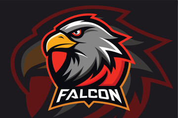 Obraz premium Falcon Eagle Mascot Logo, Flat Vector Illustration of Powerful Bird Symbol for Sports, Esports, and Branding