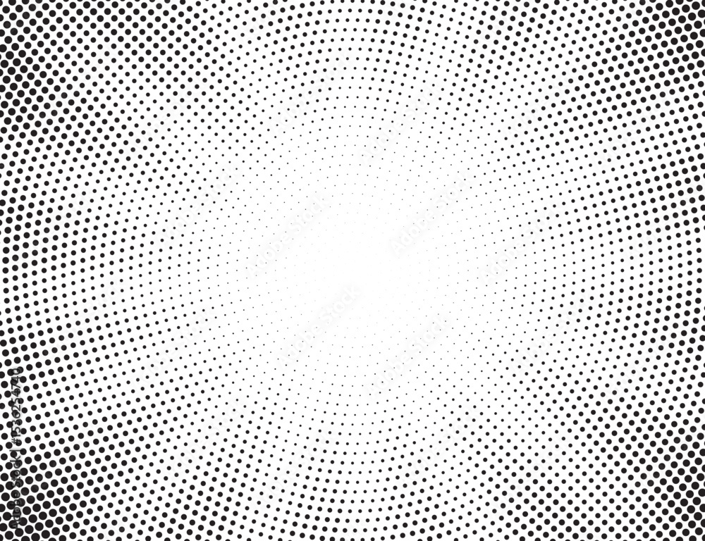 Aufkleber Dotted background. Abstract halftone concentric pattern. Gradient mosaic radial texture. Vector illustration.