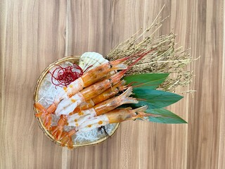 Amaebi, Sweet shrimp sashimi. Japanese food