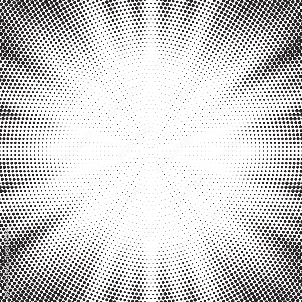 Leinwandbilder Halftone gradient sun rays pattern. Abstract halftone vector dots background. monochrome dots pattern. Vector background in comic book style with sunburst rays and halftone. Retro pop art design.