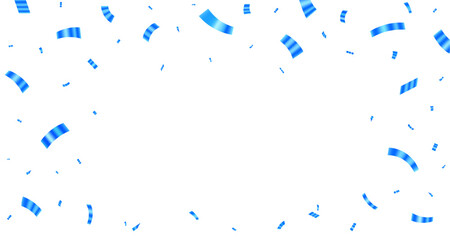 Obraz premium Blue metallic confetti falling isolated on white background, Celebration background with beautiful golden confetti vector illustration.