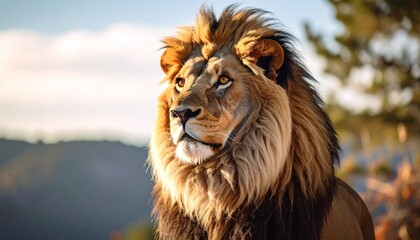 Obraz premium Majestic Lion at Sunrise in the Wild