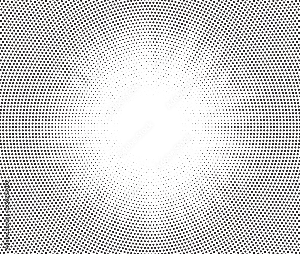 Poster Dotted background. Abstract halftone concentric pattern. Gradient mosaic radial texture. Vector illustration.