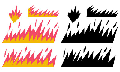 Abstract fire collection set. Vector illustration