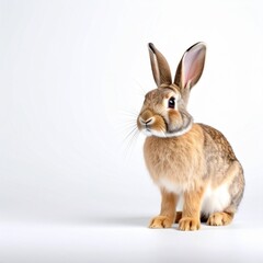 Obraz premium Cute White Bunny on Light Background